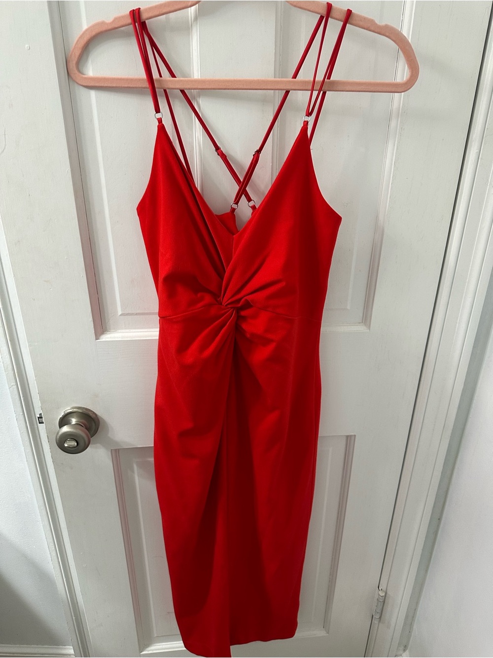 Club Monaco Red Twist-Knot Strappy Midi Dress